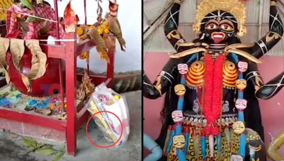 Quran and other Islamic texts placed inside the sanctum sanctorum of a Kali temple in Assam