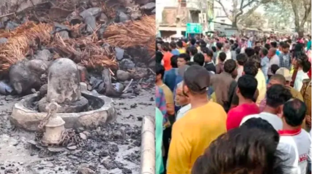 Two temples in Kishanganj damanged in fire, idols damaged; police call the incident an accident