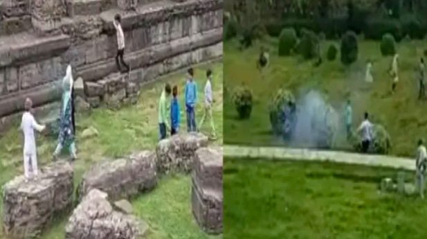Martand Sun Temple desecrated, Muslim boys set off firecrackers on Eid