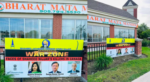 Canada's Bharat Mata Mandir defaced with Pro-Khalistan and anti-India posters ahead of rally