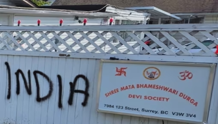 Durga Devi Temple desecrated by Khalistani terrorists with anti-India graffiti in Canada
