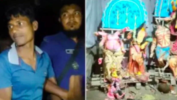 Durga temple in Bangladesh vandalised by Muslim man, idols kept in the temple's sanctum sanctorum desecrated