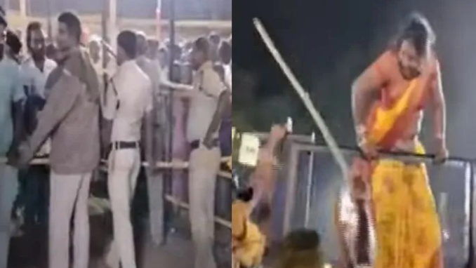 Police lathi charge devotees at Komuravelli Temple on Mahashivaratri