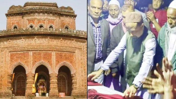 Muslim mob lays foundation of mosque on the land of historic Kantajew temple