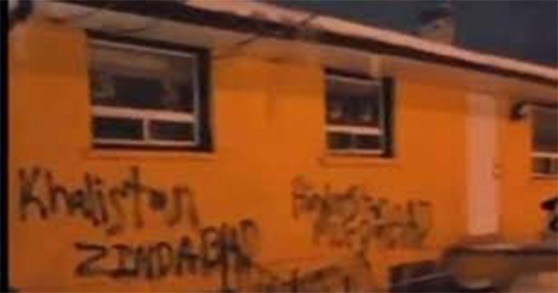 Sikh extremists vandalise Gauri Shankar Mandir with anti-India graffiti in the Ontario province of Canada