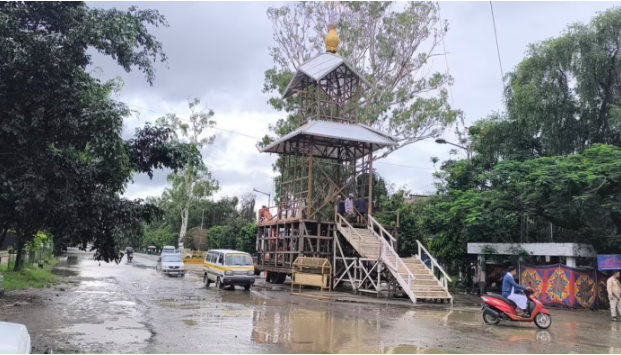 Under-preparation Rath Yatra Chariot in Imphal fired at by unknown miscreants