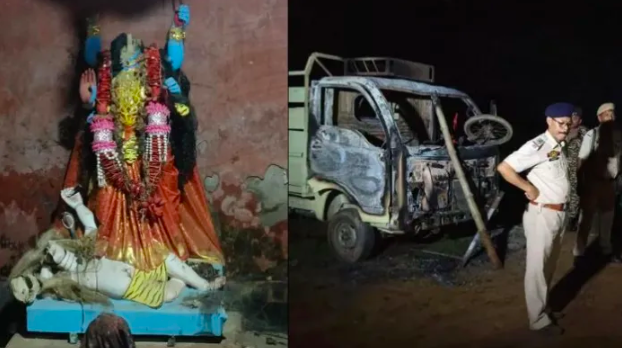 Idol of Goddess Kali beheaded, houses and vehicles set on fire in communal violence