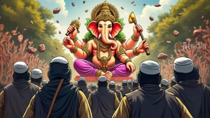 Muslim mob attacks Ganesh procession, Congress’ Md Sharif threatens Hindus, police books VHP leader while mainstream media omits Sharif's remarks