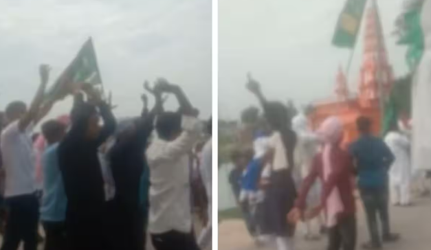 Muslims mob raises ‘Sar Tan Se Juda’ slogans as their religious procession reaches a Hindu temple