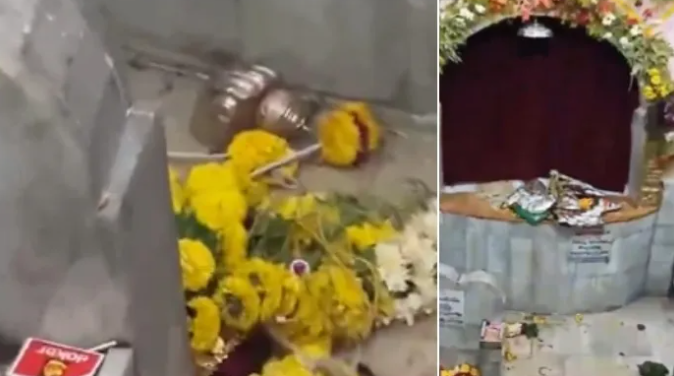 Muslim man on his way to the mosque desecrates Muthyalamma temple, vandalises idol 