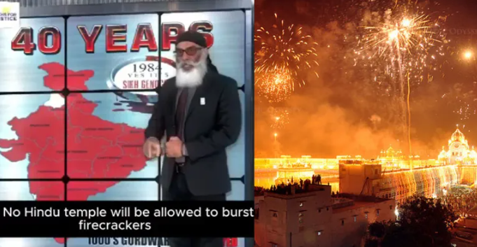 Sikh terrorist threatens to attack Hindu temples if Diwali is celebrated with firecrackers