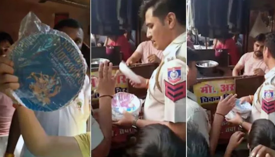 Chicken biryani sold on plates featuring Lord Ram's pictures in Delhi's Jahangirpuri