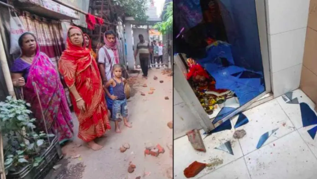 Hindu temples targeted with bricks by a Muslim mob in Chittagong
