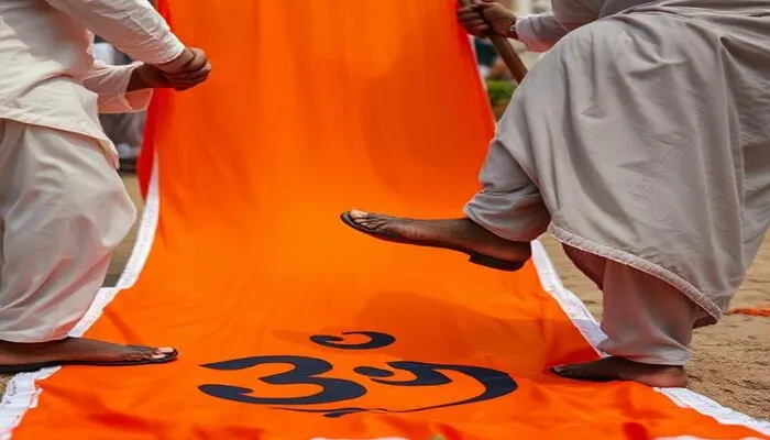 Hindu flag with Om symbol disrespected by Muslims in Bangladesh