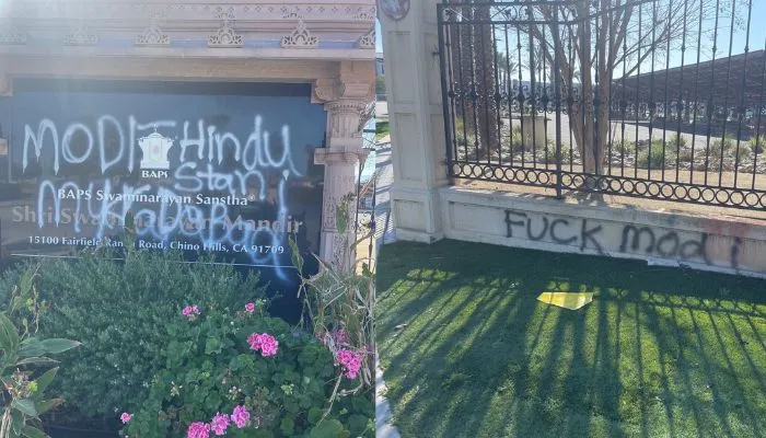 Hindu temple defaced with anti-Hindu and anti-India slogans in California