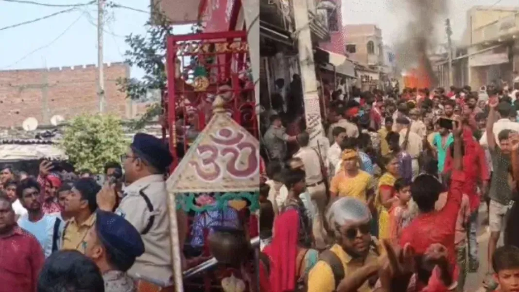 Hanuman idol inside a village temple vandalised by unknown miscreants