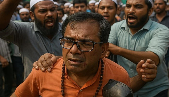 Hindu man wearing Tulsi mala brutally assaulted by Muslim mob protesting against Waqf Act