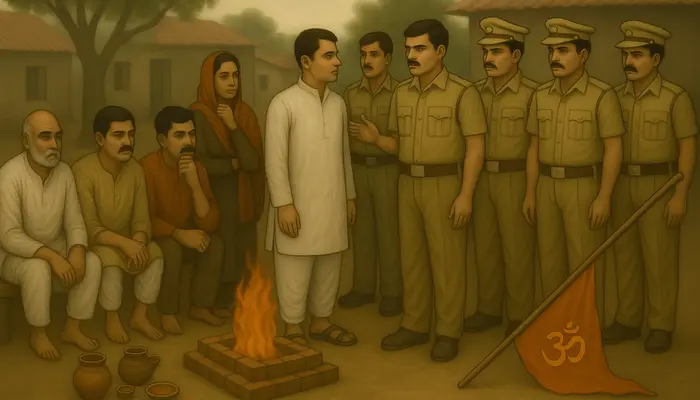 Religious flag desecrated during Hindu sacred yajna by minor miscreant