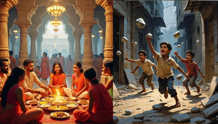 Hindu religious event disrupted; Hindu devotees attacked with stones and bricks by Muslim children