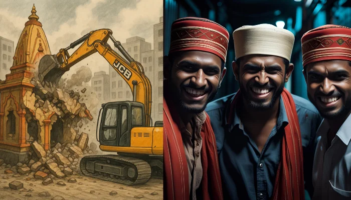 100-year-old Hindu temple demolished and temple idols discarded by Muslim men