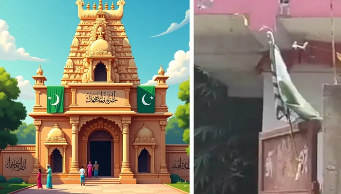 Attack on Hindu sentiments: Islamic flag hoisted on the premises of Hindu temple, temple walls defaced with Islamic words