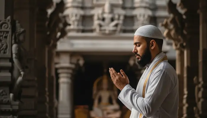 Muslim man offers namaz inside Brahmadev temple, Uttar Pradesh