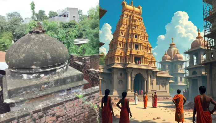 Hindu temple land encroached by land mafia, leading to suspension of temple rituals