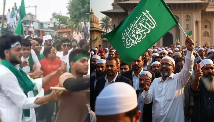 Islamic flag hoisted and provocative slogans raised outside Shiva temple during Muharram procession in Kushinagar