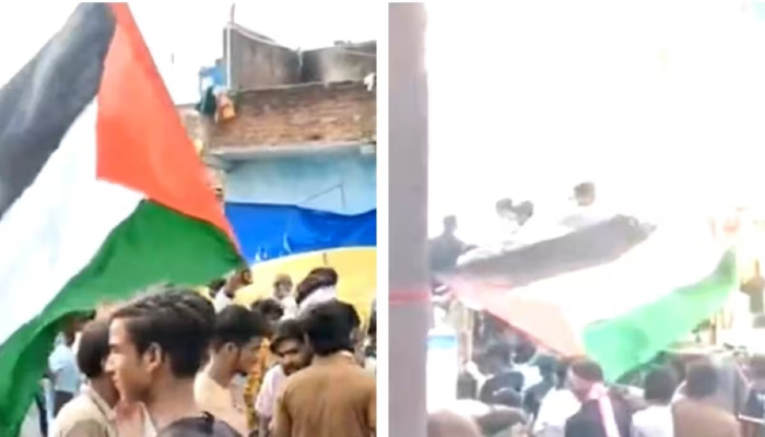 Palestinian flag displayed during Muharram procession in Jamui, Bihar