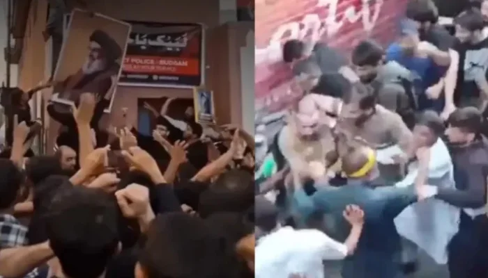 Hezbollah flags unfurled, pro-Hezbollah slogans raised, and police officer physically assaulted by Muslims amidst Muharram procession