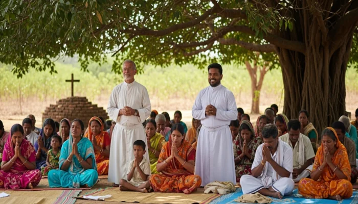 Dalit and economically vulnerable Hindu villagers targeted for conversion by Christian missionaries through prayer meetings and promises of miraculous cures