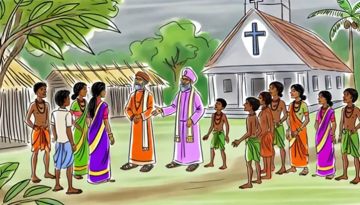 Hindu villagers pressured into conversion through offers and threats by Christian missionaries; Hindu Gods called 'fake'