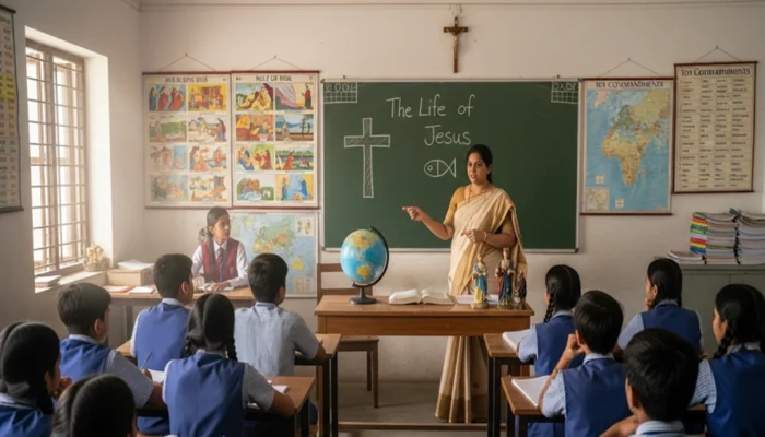 Minor Hindu students made to recite prayers and brainwashed for Christian conversion by school administration; families lured with jobs