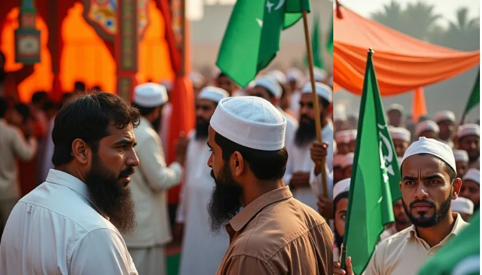Hindu religious event attacked: Muslim men pelt stones while carrying Islamic flags and chanting Islamic slogans