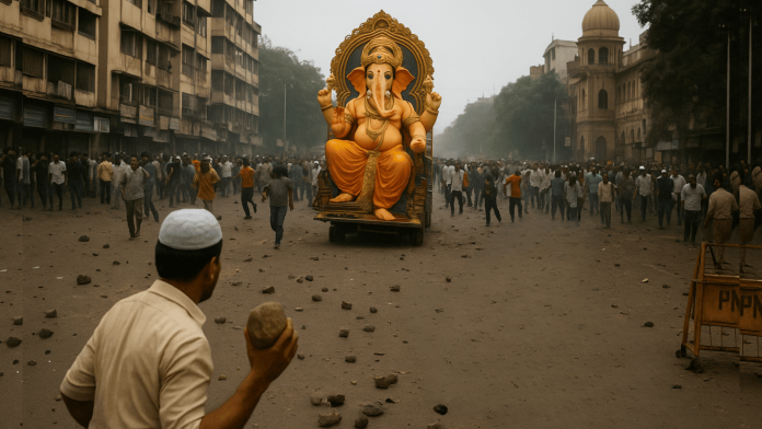 Ganpati Visarjan procession attacked with stones near mosque, Ganesha idol targeted