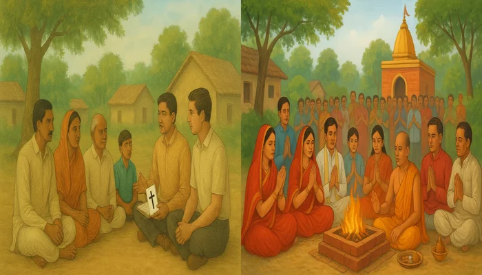 Poor Hindu villagers lured into converting to Christianity with promise of monetary and social benefits 