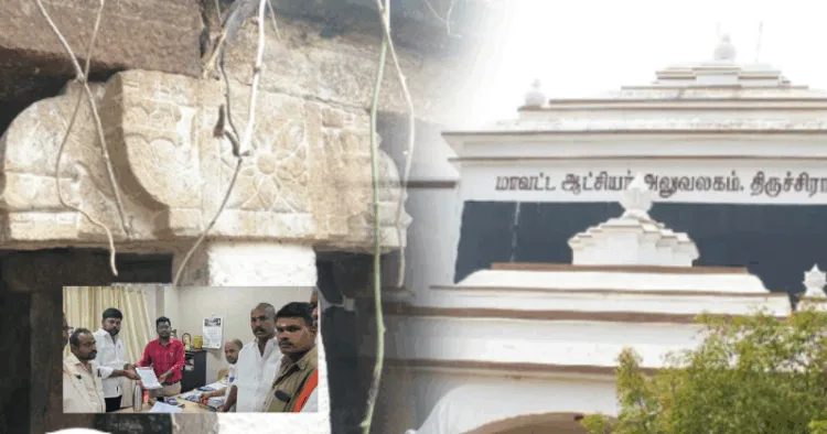 Ancient Hindu temple with deity carvings defaced, idols removed; premise marked as Waqf property by Muslims