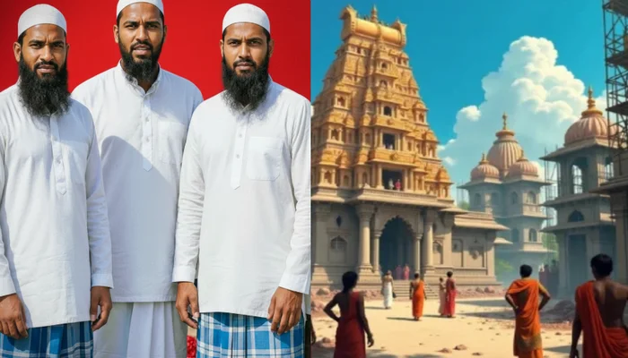 Attack on Hindu sentiments: Muslims illegally encroach upon sacred temple land and defile its premises by dumping beef