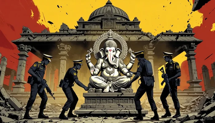Ganapati murti desecrated and removed without permission by revenue and police officials in Melapalayam, Tamil Nadu