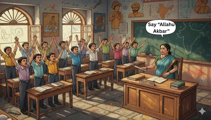 Minor students forced to chant “Allahu Akbar” after recitation of the Bhagavad Gita by principal in government school