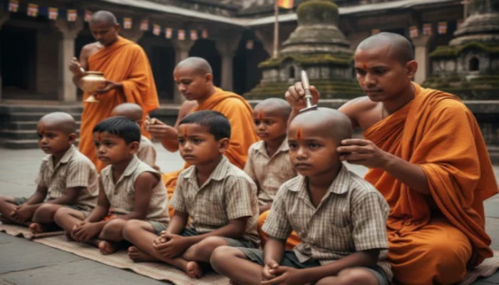 Minor Hindu children offered inducements and tortured to convert to Buddhism; trafficked to Nepal, head shaven and forced to wear Buddhist robe