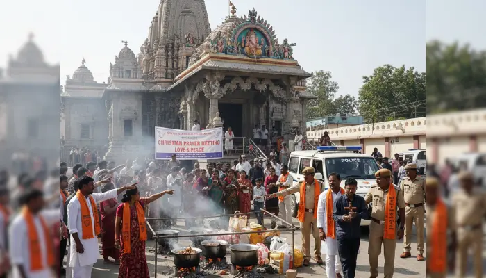 Hindu temple premises used for Christian prayers, non vegetarian food prepared and served, inducements offered to promote conversion