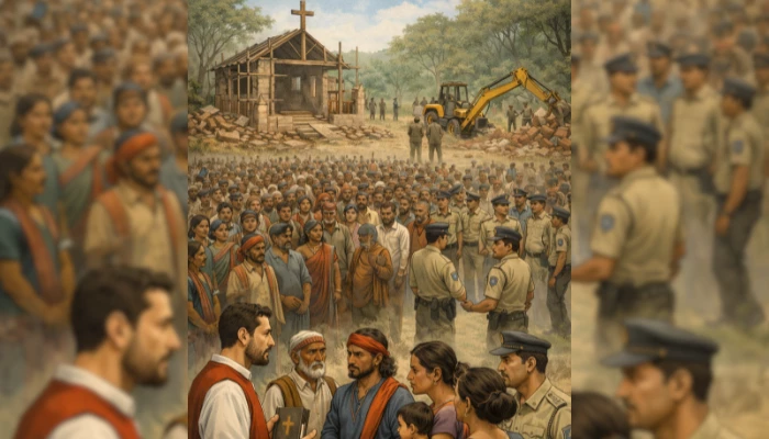 Tribal Hindu villagers brainwashed and converted by Christian missionaries and government teachers in Shivpuri, Madhya Pradesh
