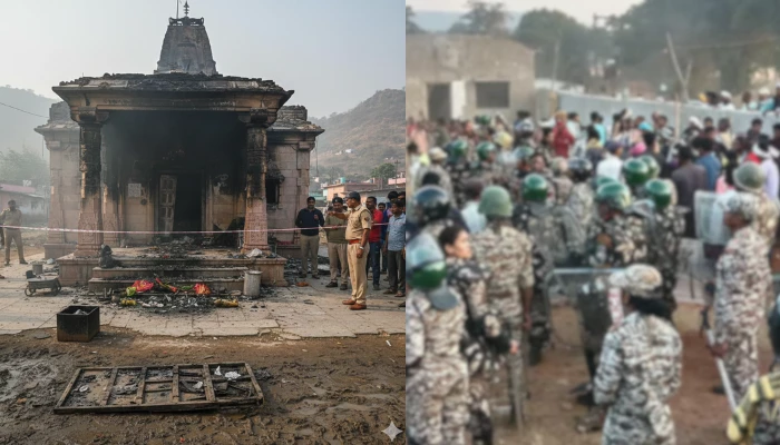 Hindu temple set ablaze by miscreants after religious tensions between Hindus and Christians