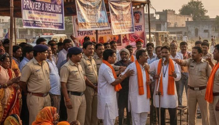 Hindu residents targeted for religious conversion by Christian evangelists through deceptive illness treatment gatherings in Amroha, Uttar Pradesh