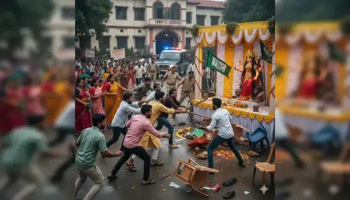 Saraswati Puja celebration disrupted by TMC factional fight in Cooch Behar; devotees forced to flee for their safety