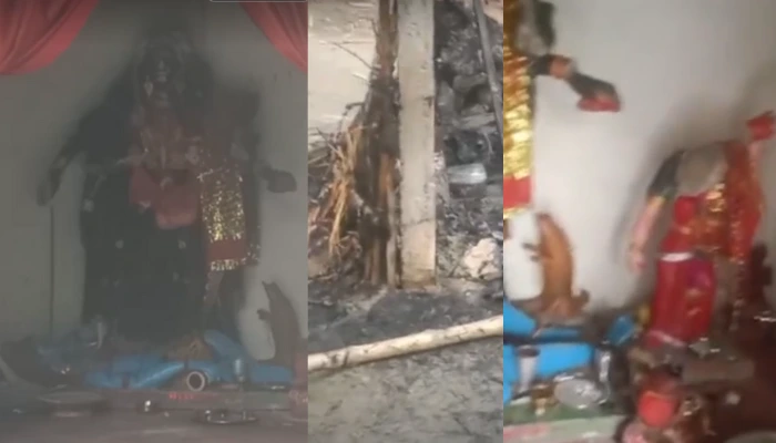 Hindu temple vandalised, sacred idols desecrated, and religious items set on fire by miscreants in Begusarai, Bihar
