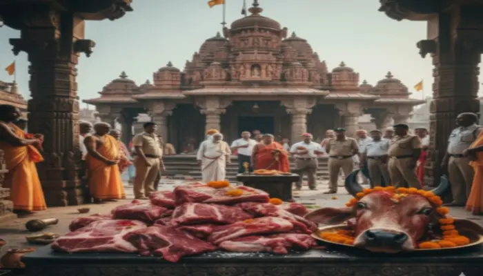  Hindu sentiments insulted after plastic bag containing meat and bones deliberately thrown inside Hindu temple