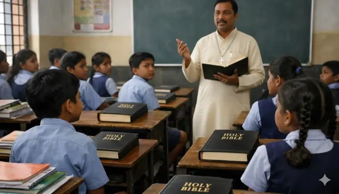 Minor Hindu students subjected to religious brainwashing; Christian teacher distributes Bibles in class