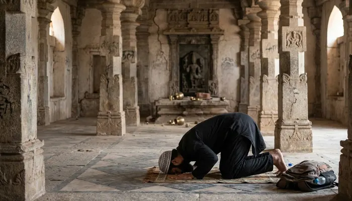Sacred Hindu temple vandalised, namaz offered inside its premises by Muslim man in Telangana